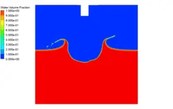 اثر جت نفت روی تانک آب (سه فازی)، شبیه سازی با انسیس فلوئنت