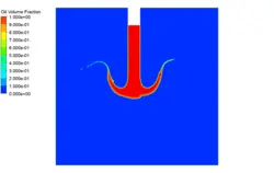 اثر جت نفت روی تانک آب (سه فازی)، شبیه سازی با انسیس فلوئنت