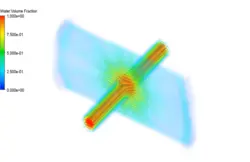 برخورد دو جت آب، شبیه سازی با انسیس فلوئنت