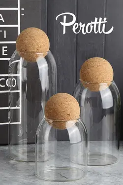 ست ظروف شیشه ای با درب چوب پنبه  پروتی Perotti