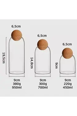 ست ظروف شیشه ای با درب چوب پنبه  پروتی Perotti