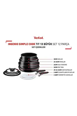 ست آشپزی 12 عددی نچسب چند رنگ تفال Tefal