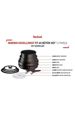 ست آشپزی 12 عددی نچسب مشکی تفال Tefal