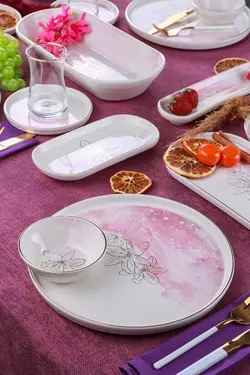 سرویس صبحانه 6 نفره طرح گل صورتی  اجار Acar