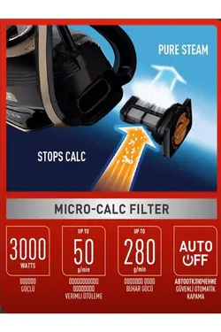 اتو بخار 3000 وات مشکی طلایی تفال Tefal