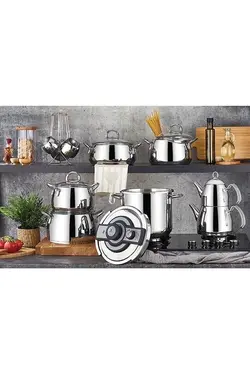 مجموعه ظروف پخت و پز پلاس 18 عددی اقاقیا پلاتینیوم استیل اجار Acar