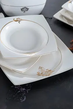 ظروف غذاخوری مربع چینی سفید Savanna  اجار Acar