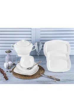 سرویس ظروف غذاخوری چینی 55 پارچه مخصوص 12 نفره از سری Minima  تاچ TAC