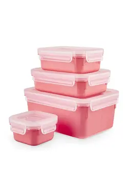 ست 4 عددی ظروف نگهدارنده پلاستیکی صورتی تفال Tefal