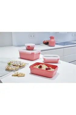 ست 4 عددی ظروف نگهدارنده پلاستیکی صورتی تفال Tefal