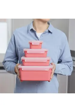 ست 4 عددی ظروف نگهدارنده پلاستیکی صورتی تفال Tefal