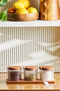 جا ادویه سه عددی Massimo با درب وقاشق شفاف کاراجا Karaca