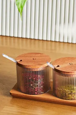 جا ادویه سه عددی Massimo با درب وقاشق شفاف کاراجا Karaca