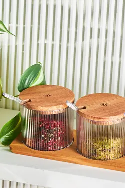 جا ادویه سه عددی Massimo با درب وقاشق شفاف کاراجا Karaca