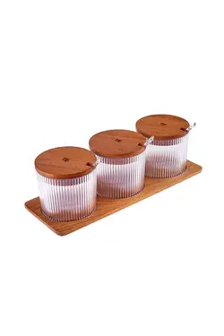 جا ادویه سه عددی Massimo با درب وقاشق شفاف کاراجا Karaca