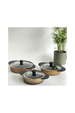 ست ماهیتابه ریخته گری طلایی 3 تکه Ahenk اجار Acar (ساخت )