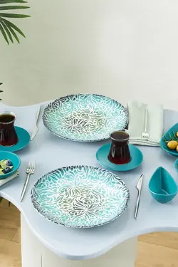 سرویس 6 نفره صبحانه‌خوری چینی مدل پتینه 26 پارچه کاراجا Karaca