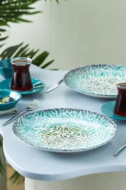 سرویس 6 نفره صبحانه‌خوری چینی مدل پتینه 26 پارچه کاراجا Karaca
