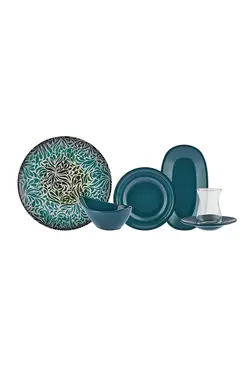 سرویس 6 نفره صبحانه‌خوری چینی مدل پتینه 26 پارچه کاراجا Karaca