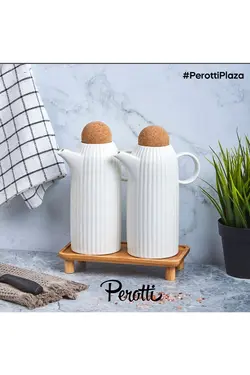 ست 2 عددی جا سرکه و روغن سفید پروتی Perotti
