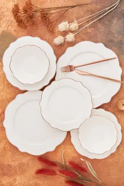 ظروف غذاخوری چینی 6 نفره  24 پارچه پلاتین بادام کاراجا Karaca