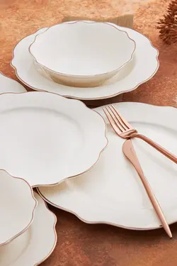 ظروف غذاخوری چینی 6 نفره  24 پارچه پلاتین بادام کاراجا Karaca