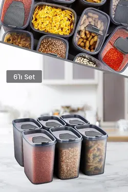 ست ظرف نگهداری حبوبات 2.5 لیتری مجموعه 6 عددی