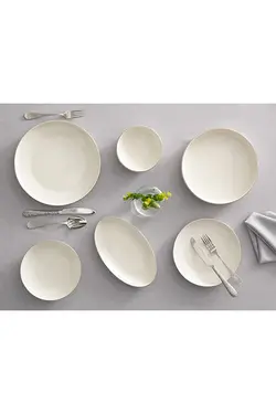 سرویس ظروف غذاخوری سفید چینی لبه طرحدار مدل تورینو طرح ساده 27 تیکه انگلیش هوم English Home