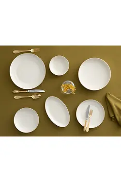 سرویس ظروف غذاخوری سفید چینی لبه طرحدار مدل تورینو طرح ساده 27 تیکه انگلیش هوم English Home