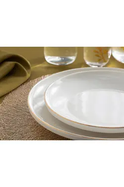 سرویس ظروف غذاخوری سفید چینی لبه طرحدار مدل تورینو طرح ساده 27 تیکه انگلیش هوم English Home