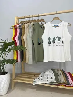 ست تاپ شرتک کاکتوس