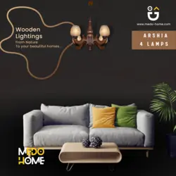 لوستر چوبی ارشیا 4 شعله