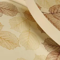 میز عسلی سه تیکه مدل آلما طرح برگ های پاییزی کرم