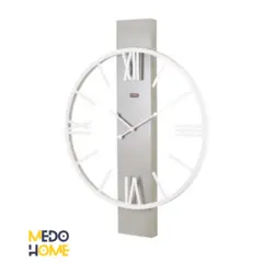 ساعت دیواری چوب و فلز مدل VINELAND رنگ سفید و طوسی