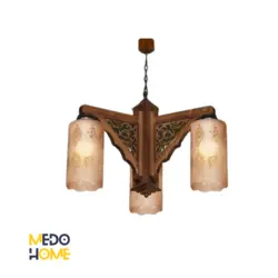 لوستر چوبی اسلیمی 3 شعله