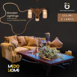 لوستر چوبی اسلیمی 3 شعله