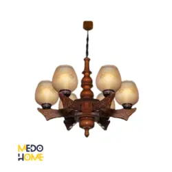 لوستر چوبی بهنیا 6 شعله برجسته