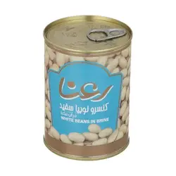 مشخصات، قیمت، خرید و پخش عمده کنسرو لوبیا سفید رعنا 390 گرم