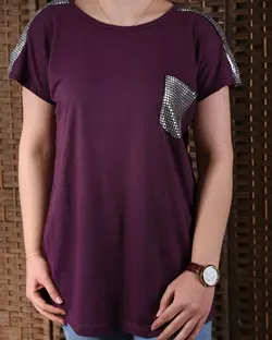 تیشرت جیب دار جودون طرح پولک دوزی