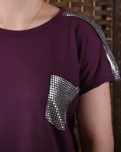 تیشرت جیب دار جودون طرح پولک دوزی