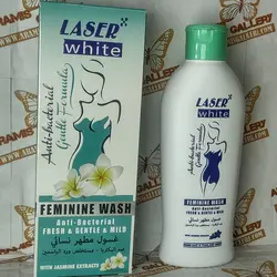 ژل شستشوی مخصوص بانوان برند لیزر وایت ضد باکتری حاوی عصاره چای سبز و بابونه