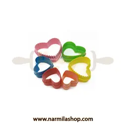 خرید کاتر قلب کنگره ای رنگی در بهترین کیفیت و کمترین قیمت - لوازم قنادی نارمیلا