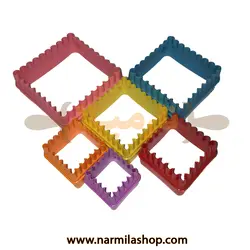 خرید کاتر مربع کنگره ای رنگی در بهترین کیفیت و کمترین قیمت - لوازم قنادی نارمیلا