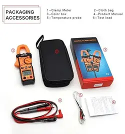 مولتی متر کلمپی ویکتور مدل 606E دارای دماسنج دیجیتال -20~1000 درجه سانتیگراد و تستر - ایلکوشاپ