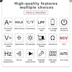 مولتی متر کلمپی ویکتور مدل 606E دارای دماسنج دیجیتال -20~1000 درجه سانتیگراد و تستر - ایلکوشاپ