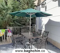 چتر پایه وسط گرد سلنا سبز - باغچین؛ مبلمان باغی و محصولات فضای باز