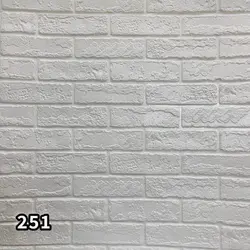 دیوارپوش فومی پشت چسبدار طرح آجر روستیک(بهمنی)سفید کد 251