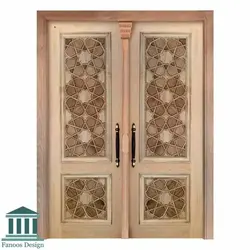 درب تمام چوب مسجد گره چینی روکش راش کد 30399