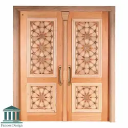 درب تمام چوب مسجد گره چینی روکش راش کد 30399