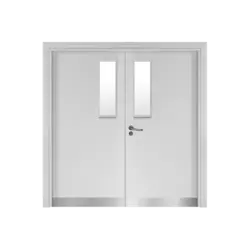 درب بیمارستان پلی وود قاب شیشه ای و استیل خور دو لنگه کد 60003